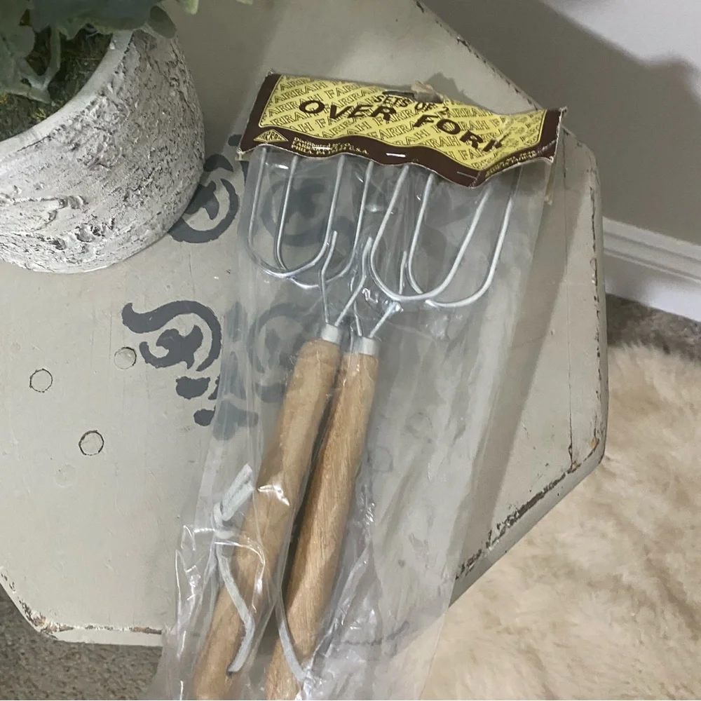Vintage Over Fork Meat Carving Tool, Set of 2